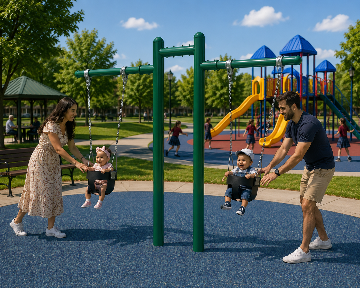 7 Feet High Elite Early Childhood T Swing - 2 Cantilevers