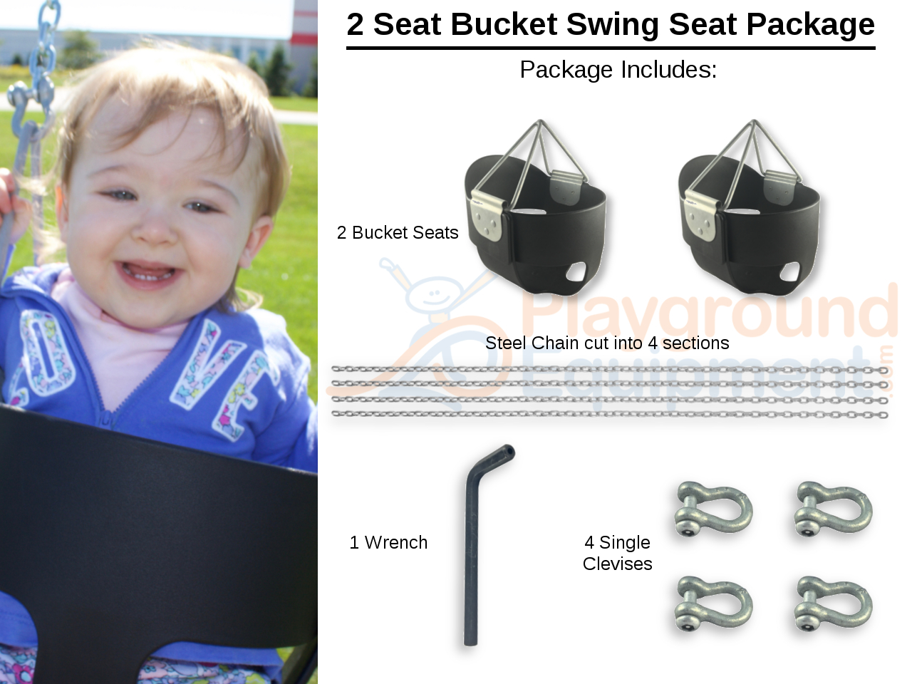2 Seat Bucket Swing Package 8 FT Toprail